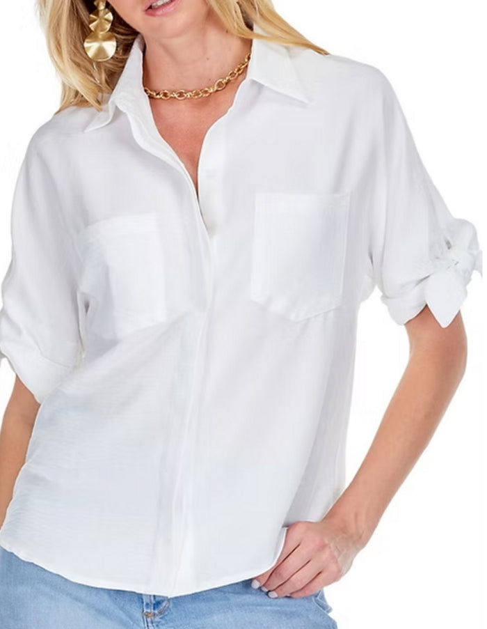 White Tie Sleeve Shirt