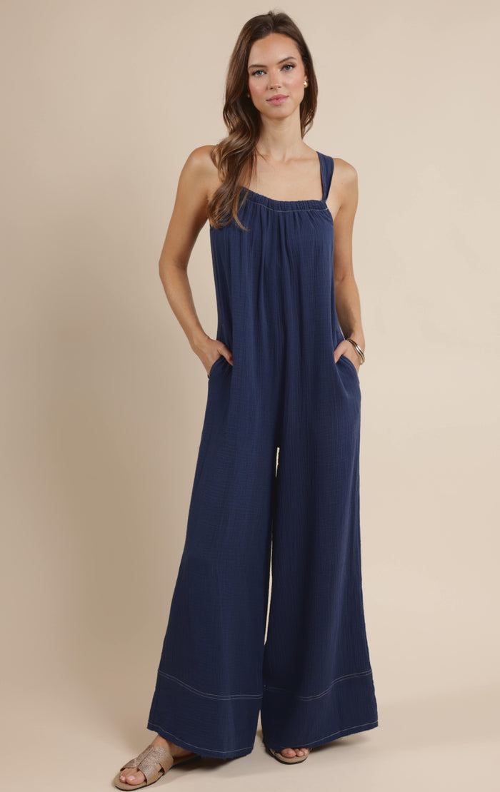 Sage The Label Breezy Lane Frayed Hem Jumpsuit