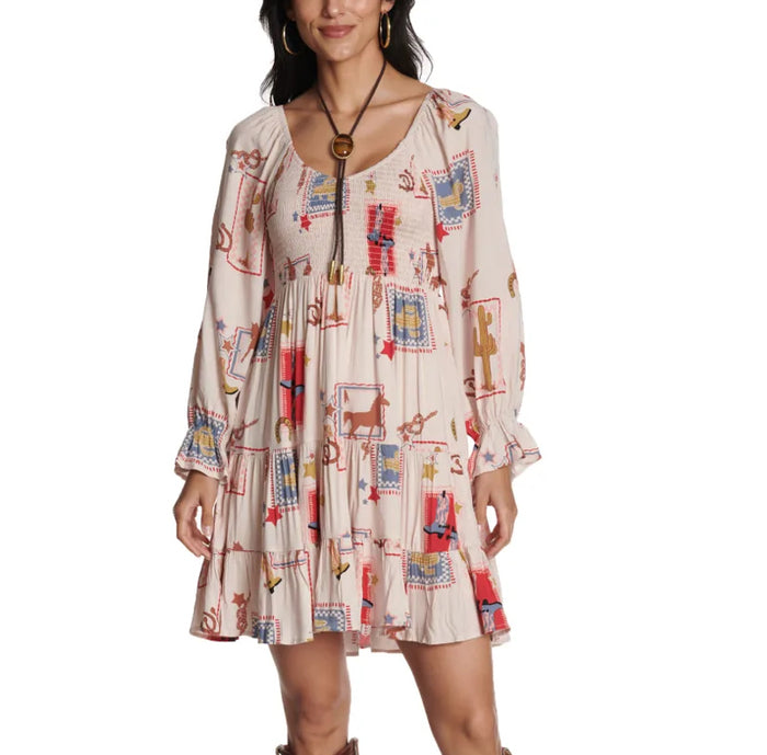 Blue B Multicolor Western Print Dress