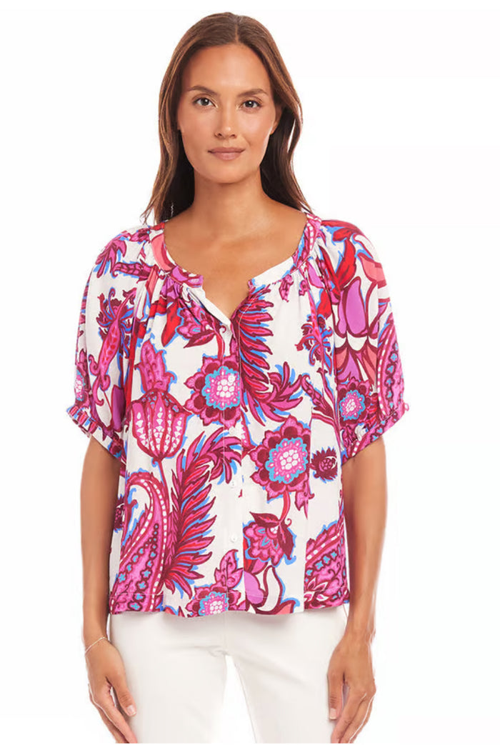 Karen Kane Short Sleeve Peasant Top