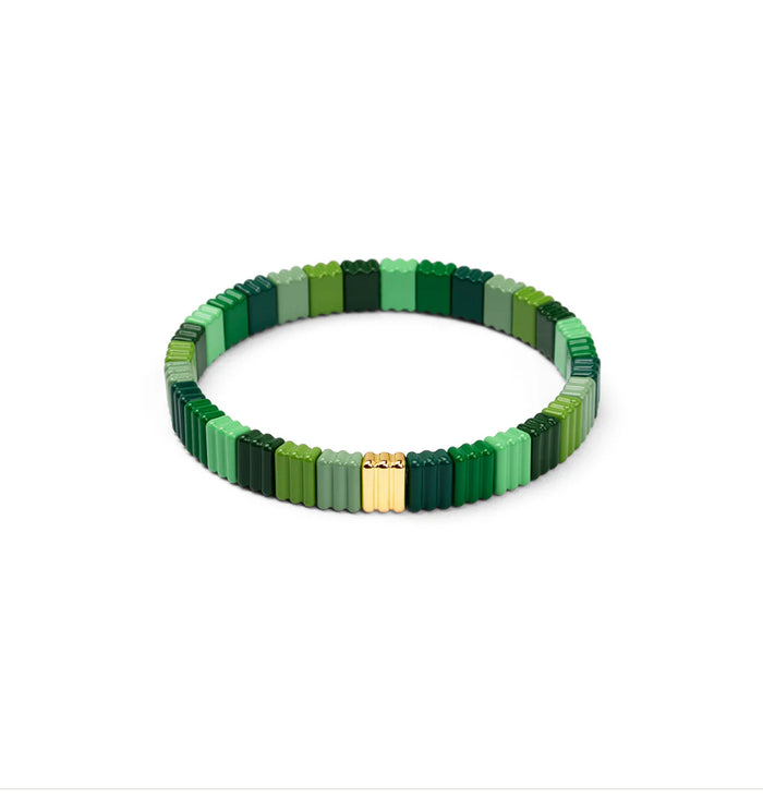 Emerald Ribbed Enamel Stretch Bracelet Jewelry