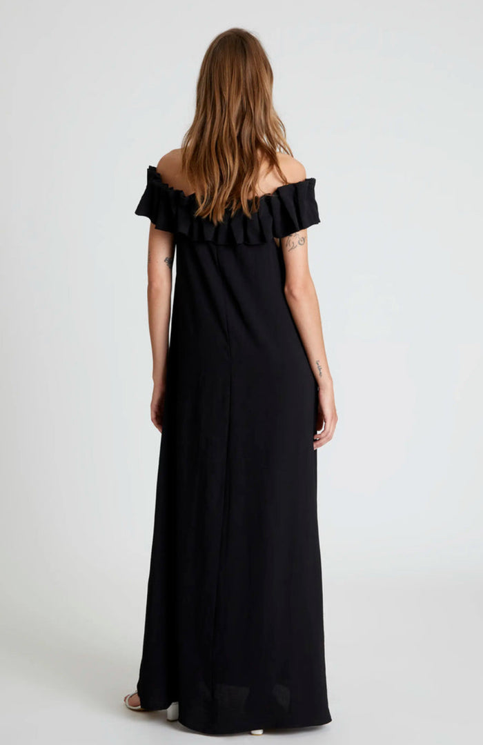 Long Black Boat Neck Dress
