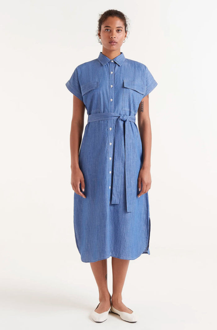 Denim Midi Shirt Dress
