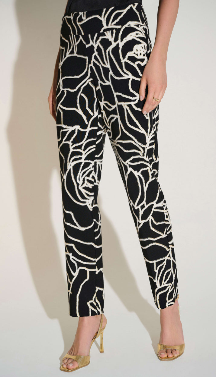 Joseph Ribkoff Signature | Lux Twill Foiled Floral Slim Fit Pants