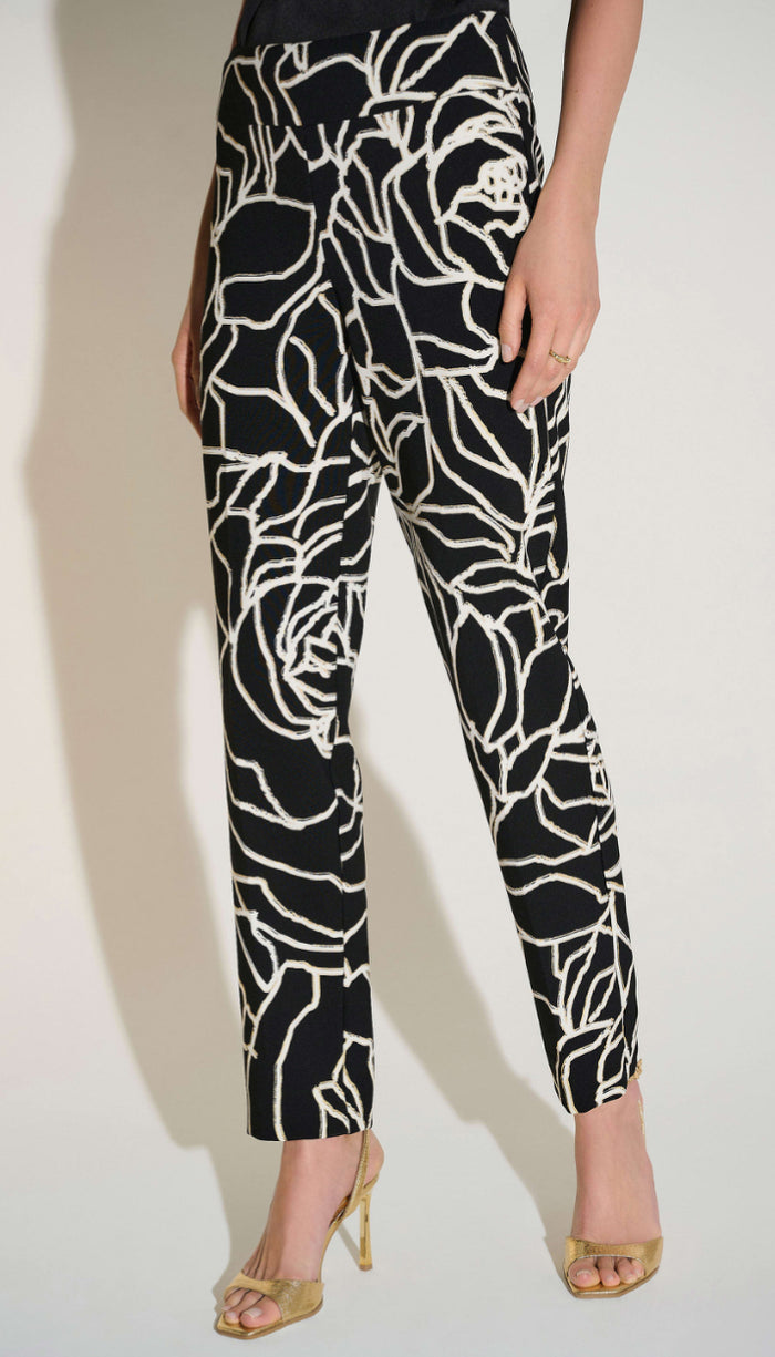 Joseph Ribkoff Signature | Lux Twill Foiled Floral Slim Fit Pants