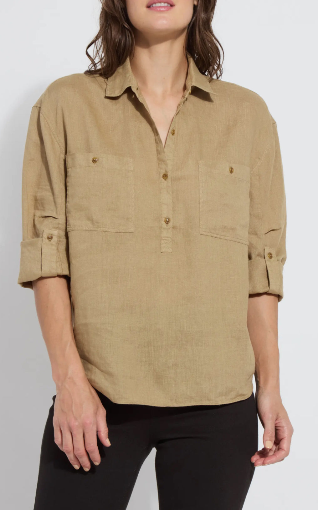 Lysse Rose Roll Tab Utility Shirt