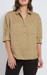 Lysse Rose Roll Tab Utility Shirt