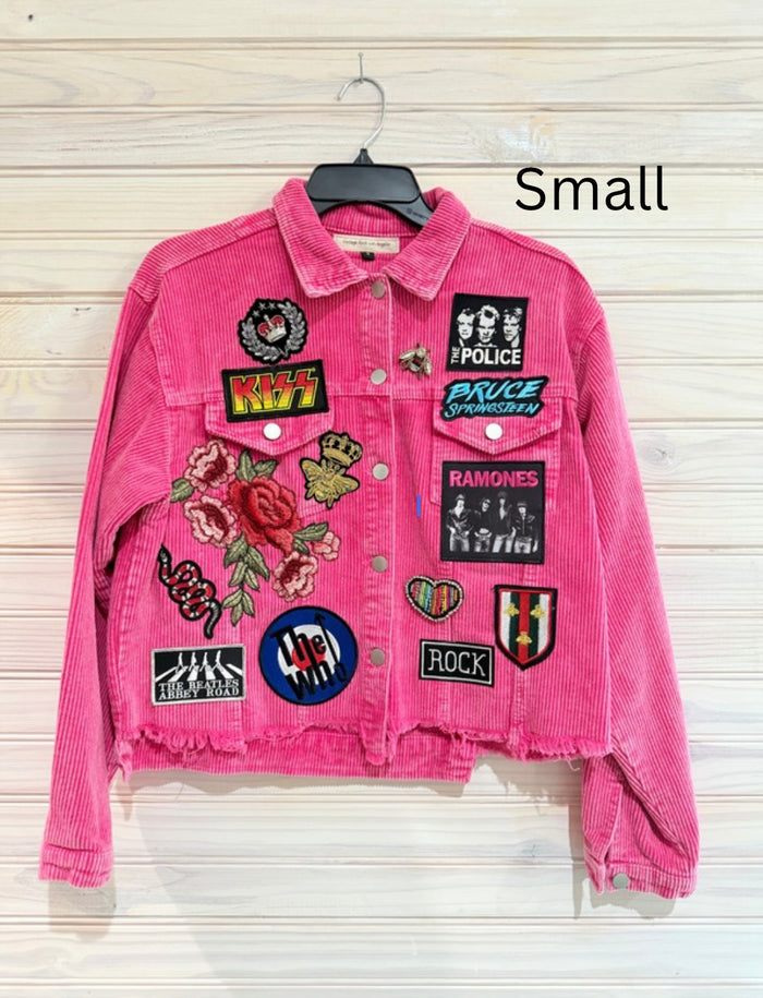 Pink Corduroy Distressed Rock Jacket