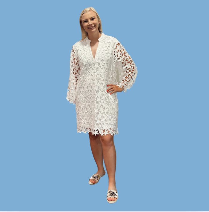 J. Marie Star Struck White Sleeve Dress