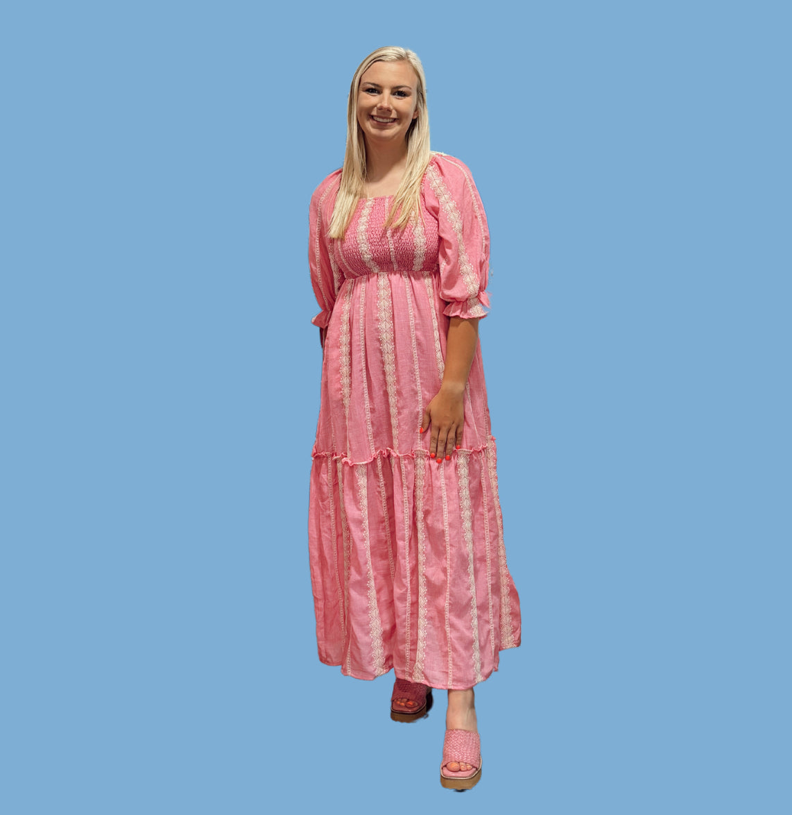 Magenta Smocked Dress"