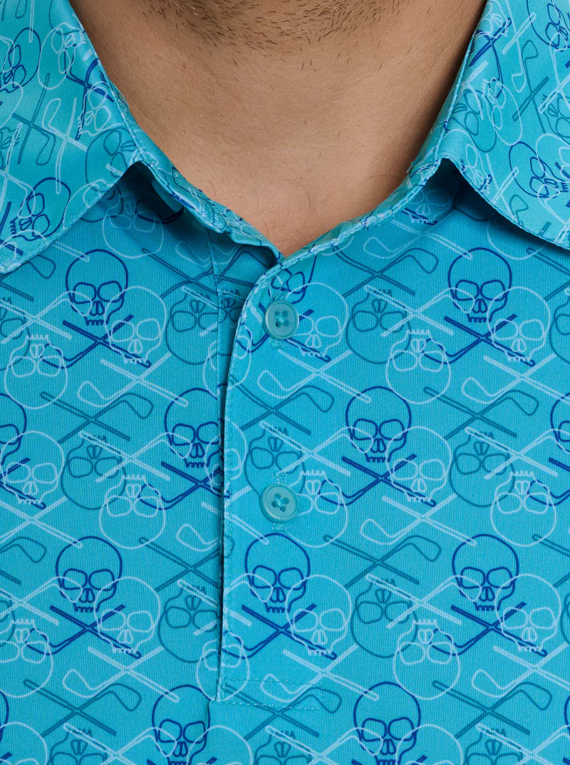 Robert Graham Teal Golf Skull Polo