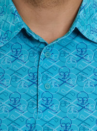 Robert Graham Teal Golf Skull Polo