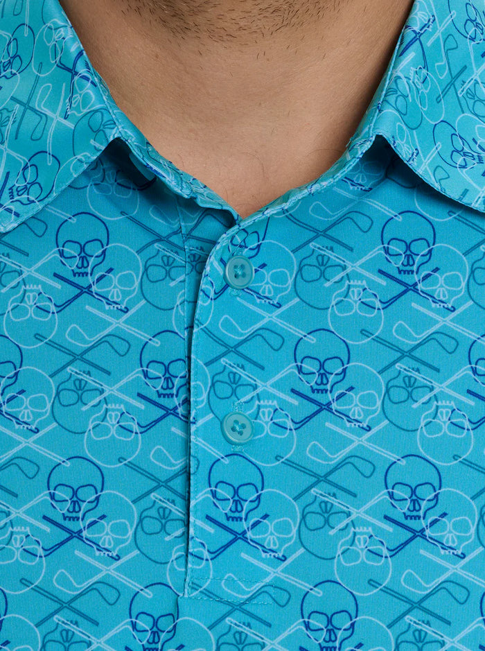 Robert Graham Teal Golf Skull Polo