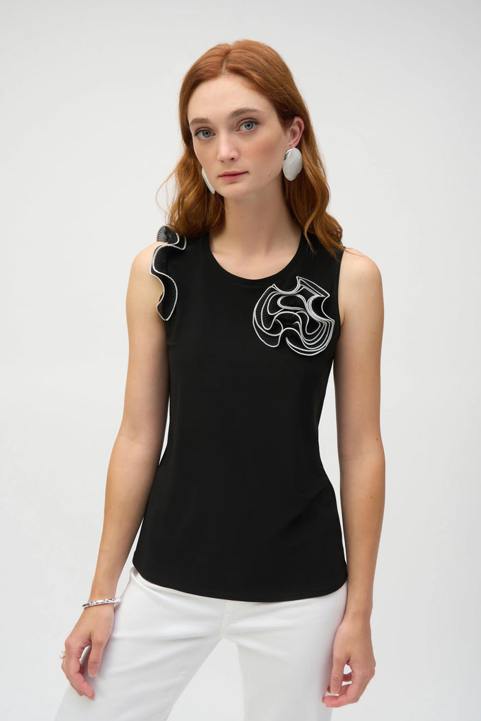 Joseph Ribkoff Silky Knit and Chiffon Fitted Top