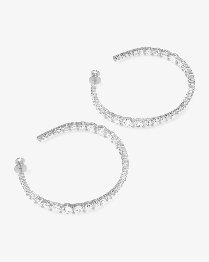 "Oh She Fancy" Graduated Hoops 2" - Silver/White
