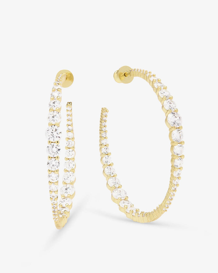 “Oh She Fancy" Graduated Hoops 2” - Gold/White