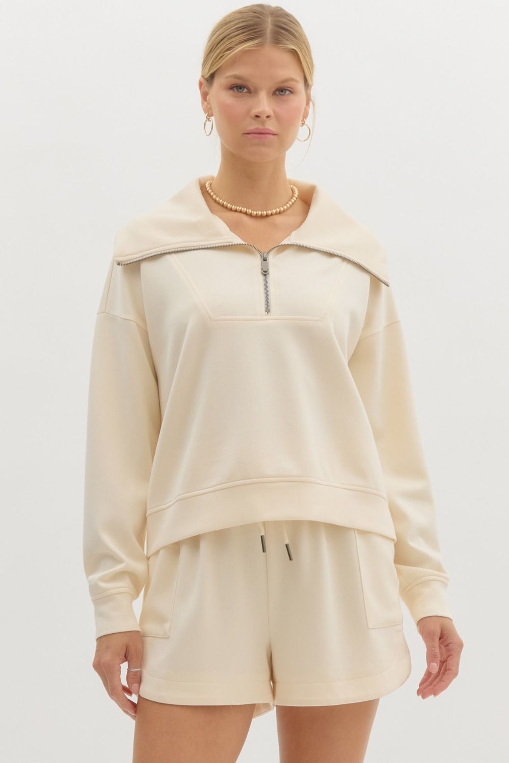 Cream Half-Zip Pullover