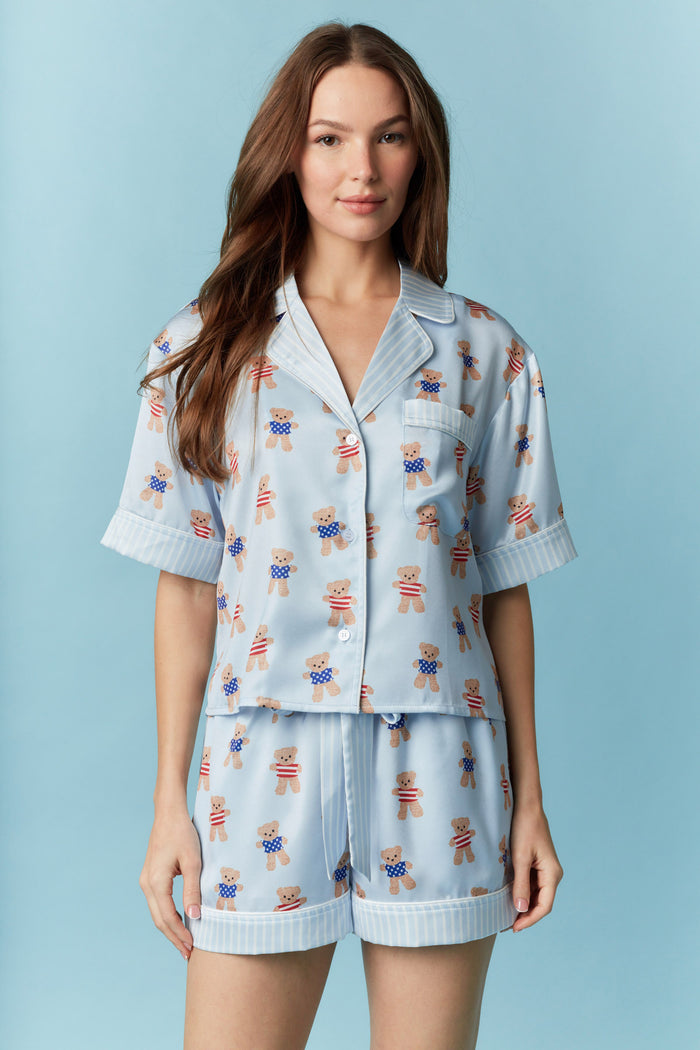 American Teddy Bear Satin PJ Set