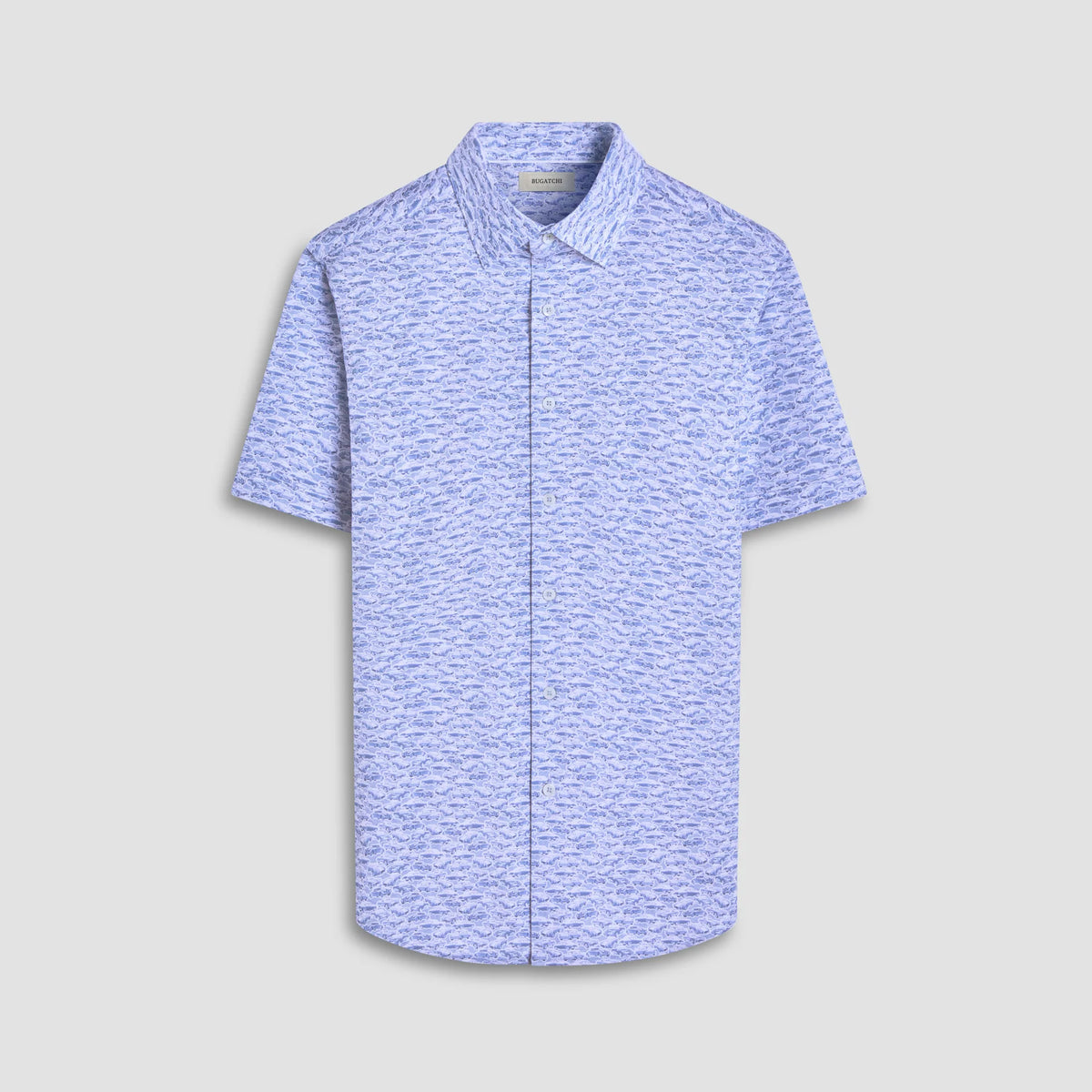 Bugatchi Blue Car Print Miles OohCotton Short Sleeve