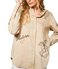 Country Washed Taupe Top