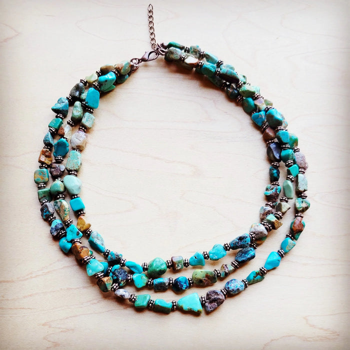 Turquoise & Copper Triple Strand Necklace