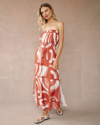 Bella Dahl Strapless Abstract Midi Dress