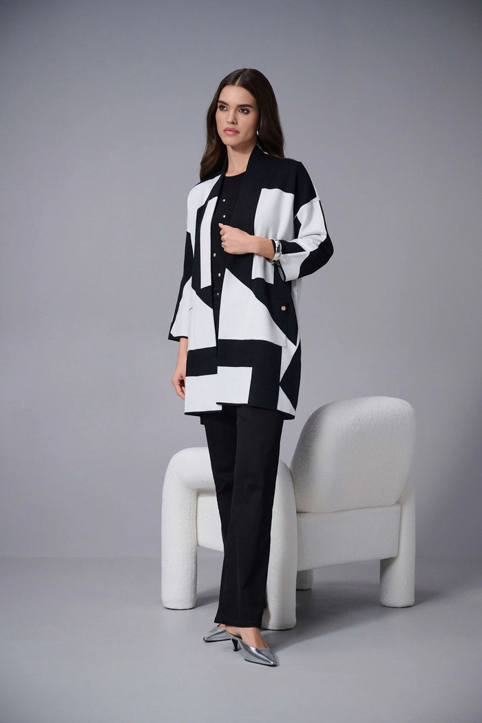 Joseph Ribkoff Jacquard Sweater Knit Colour-Block Cover-Up