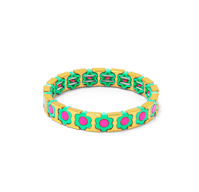 Lime Flower Enamel Stretch Bracelet Jewelry
