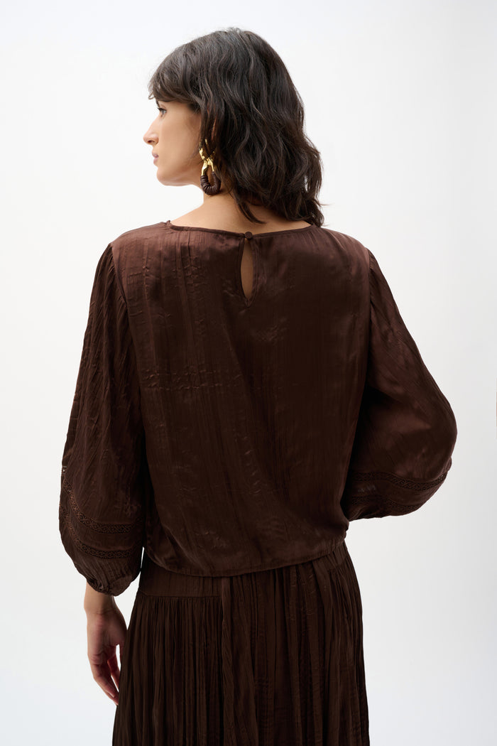 Joseph Ribkoff Pleated Satin Cocoon Top With Pleats