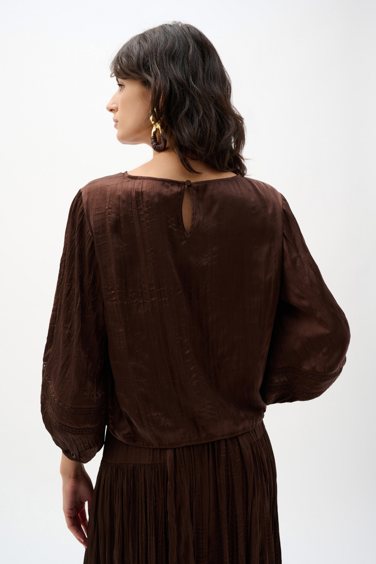 Joseph Ribkoff Pleated Satin Cocoon Top With Pleats
