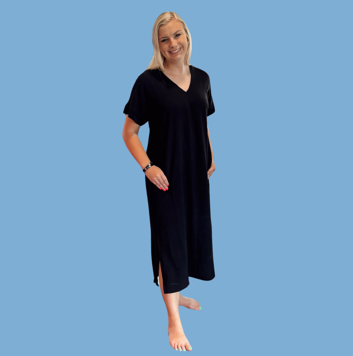 Casual Black Midi Dress