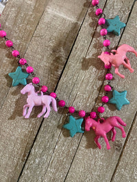 Pink Ponies & Stars Necklace 