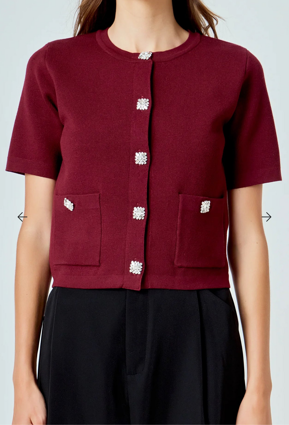 Maroon Jewel Button Cardigan