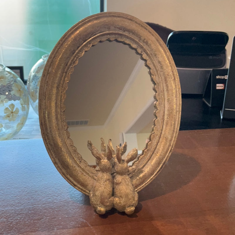 Gold rabbit mirror