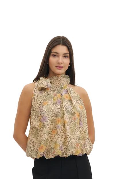 Entro Animal Print Halter Neck Top