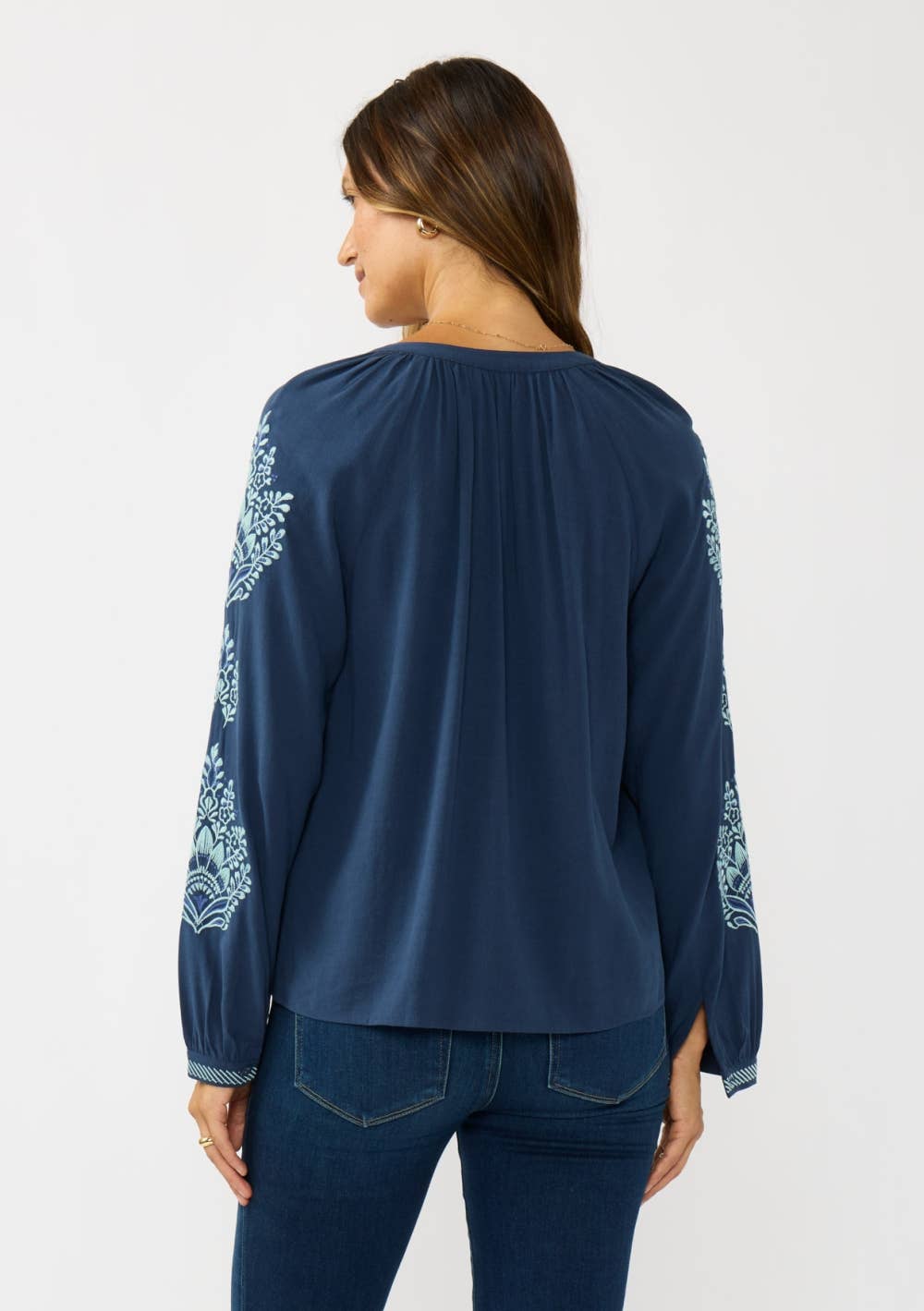 Embroidered Raglan Button Blouse