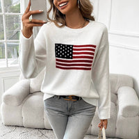 American flag jacquard knit pullover sweater