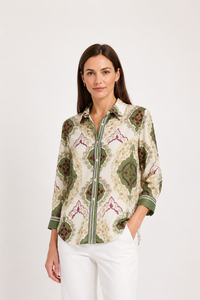 Lysse Ishani Roll Tab Printed Shirt