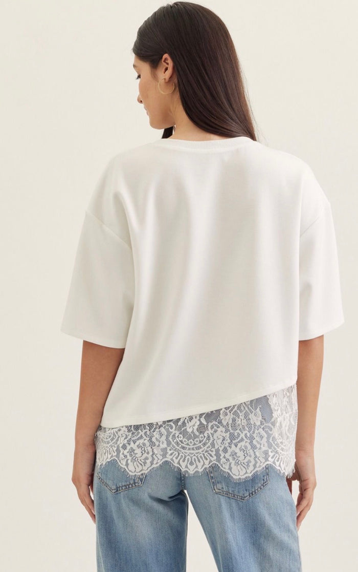 🤍 Soft Structure Lace-Trim Top