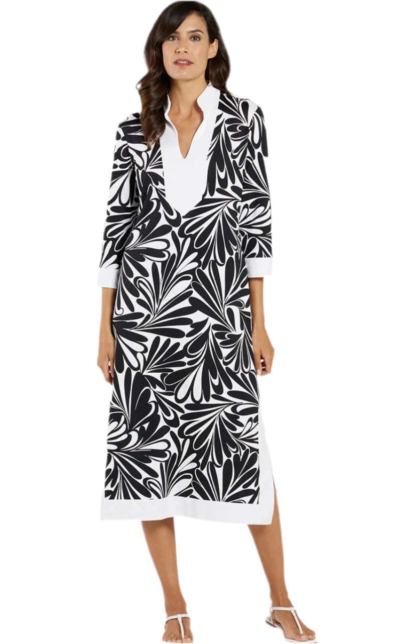 Jude Connally Kate Dress-Decorative Fan Black/White