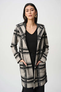 Brushed Jacquard Plaid Hooded Jacket