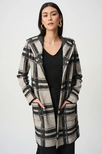 Brushed Jacquard Plaid Hooded Jacket