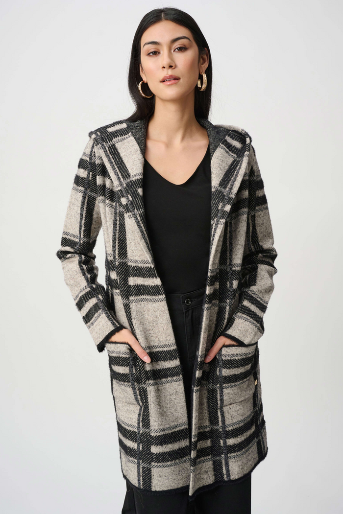 Brushed Jacquard Plaid Hooded Jacket