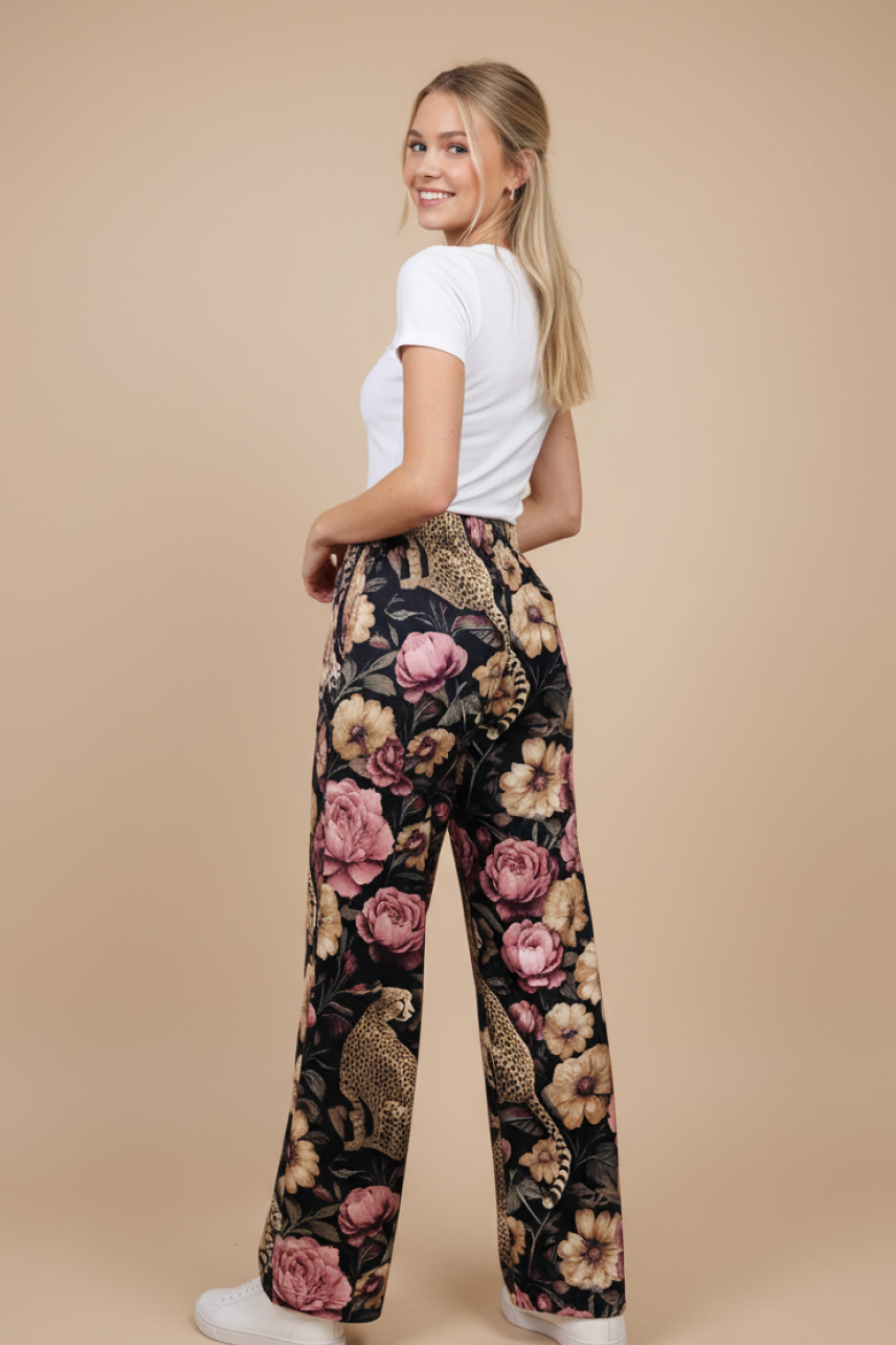 Floral Noir Cheetah Pants