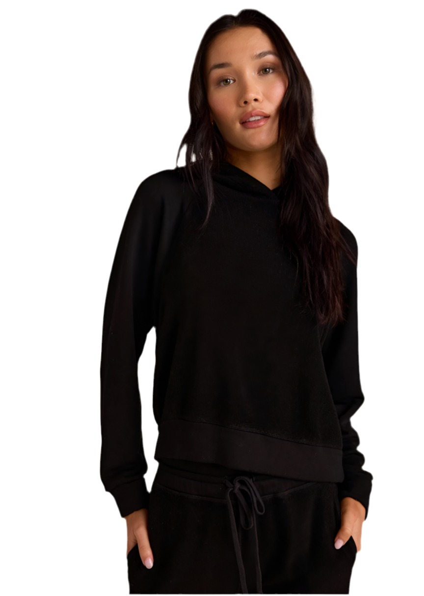 Bella Dahl Raglan Hoodie Sweatshirt Black