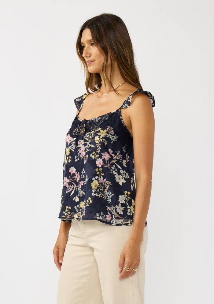 Ruffle Strap Lace Trim Tank