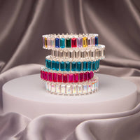 Oversize Baguette Cut Crystal Stretch Bracelet