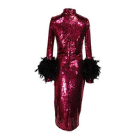Julianne Sequin Dress in Black Cherry