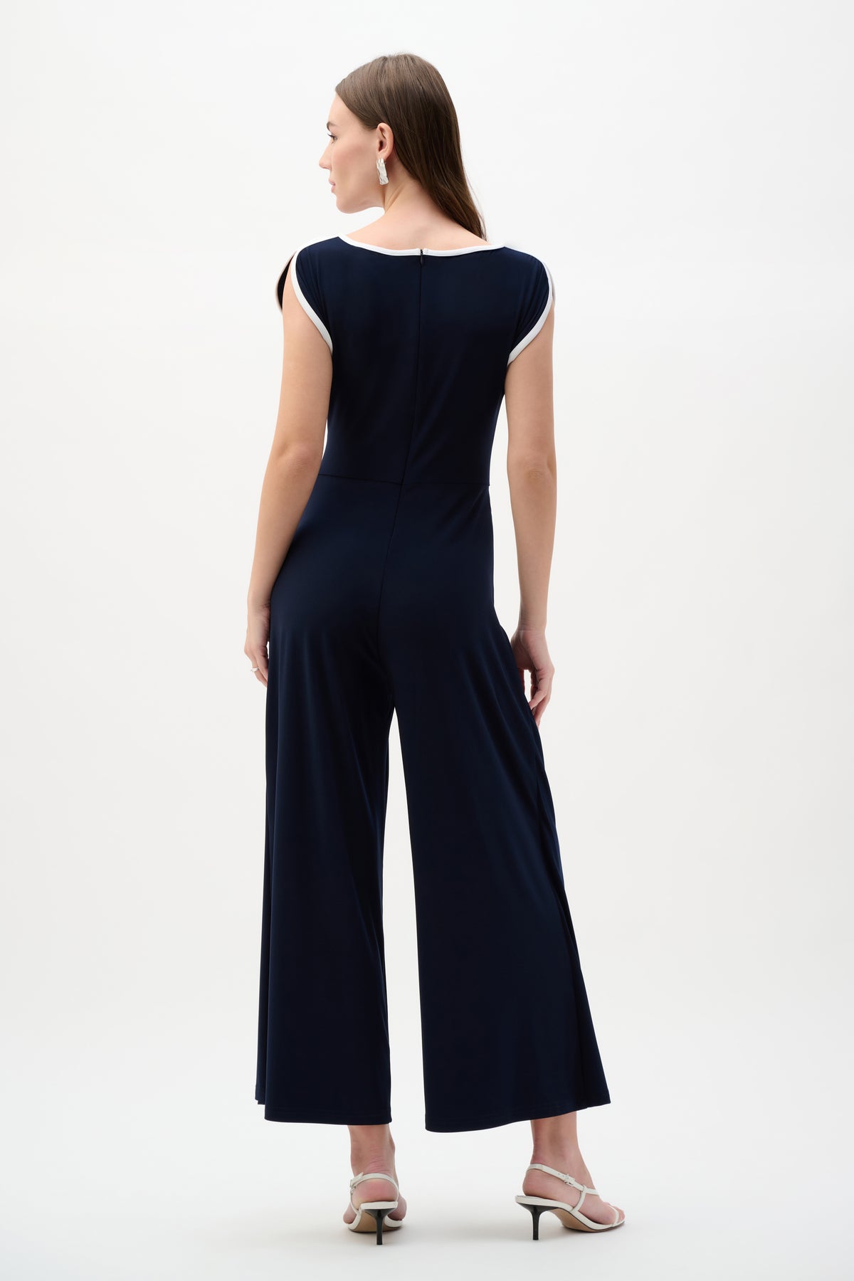 Silky Knit Culotte Jumpsuit With Draped Bodice
