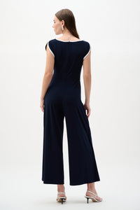 Silky Knit Culotte Jumpsuit With Draped Bodice
